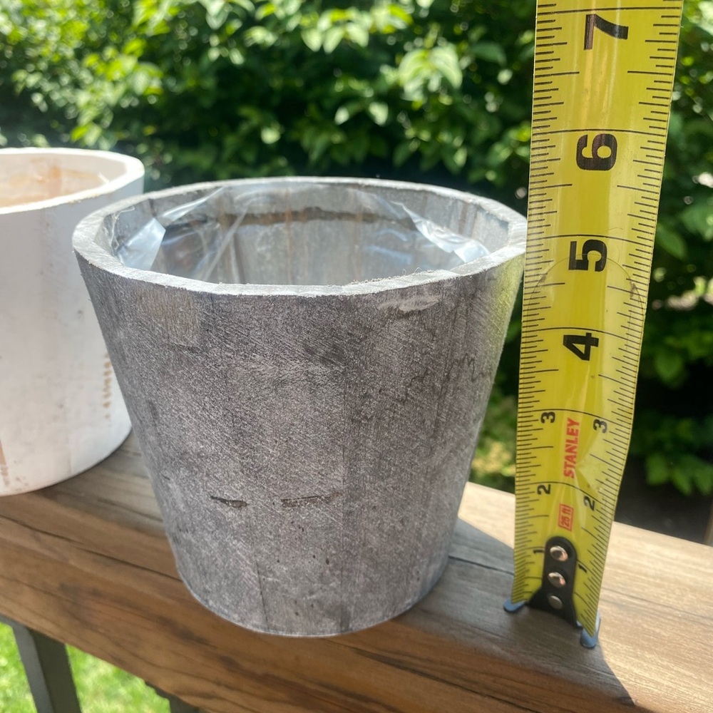 Set of 9 Rustic Wooden Planters in White and Brown - Picture 3 of 14